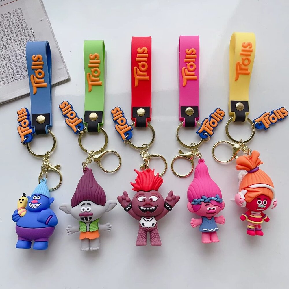 5pcs Trolls Keychain-Birthday Party Favors, Goodie Bag Fillers, Fun Collectables
